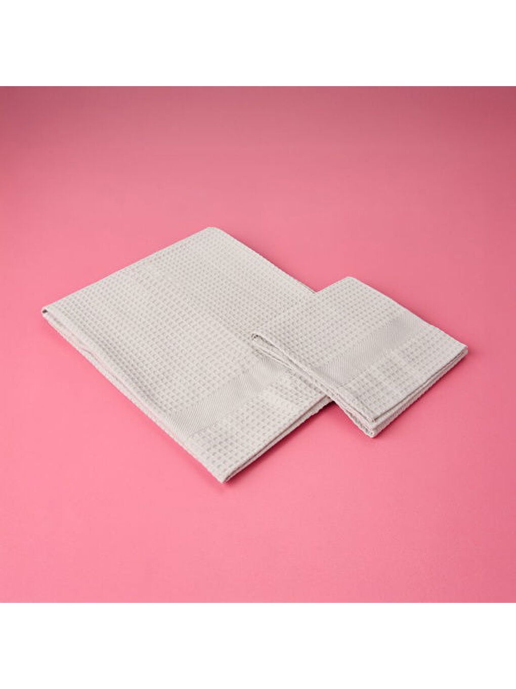 Soft Waffle 2'li Havlu Seti - Gri - 60x110 cm + 40x60 cm-3
