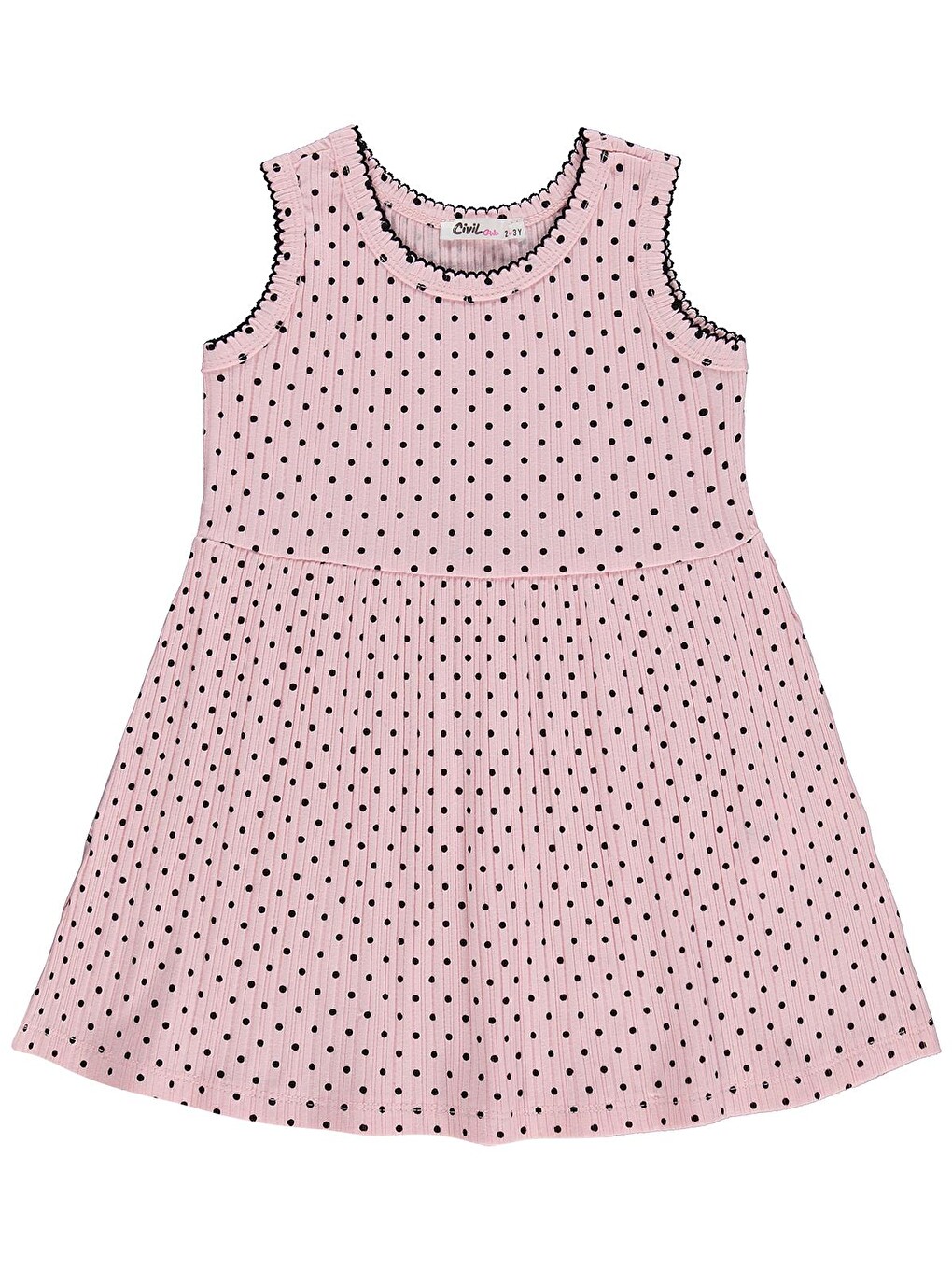 Girls Puantiyeli 2-5 Yaş Elbise - Pembe