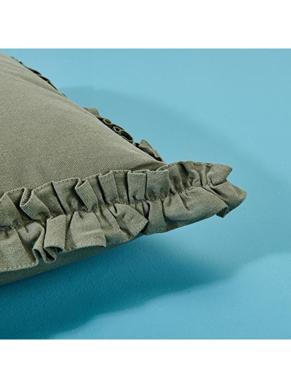 Soft Fırfırlı Kırlent - Haki - 40x40 cm-3