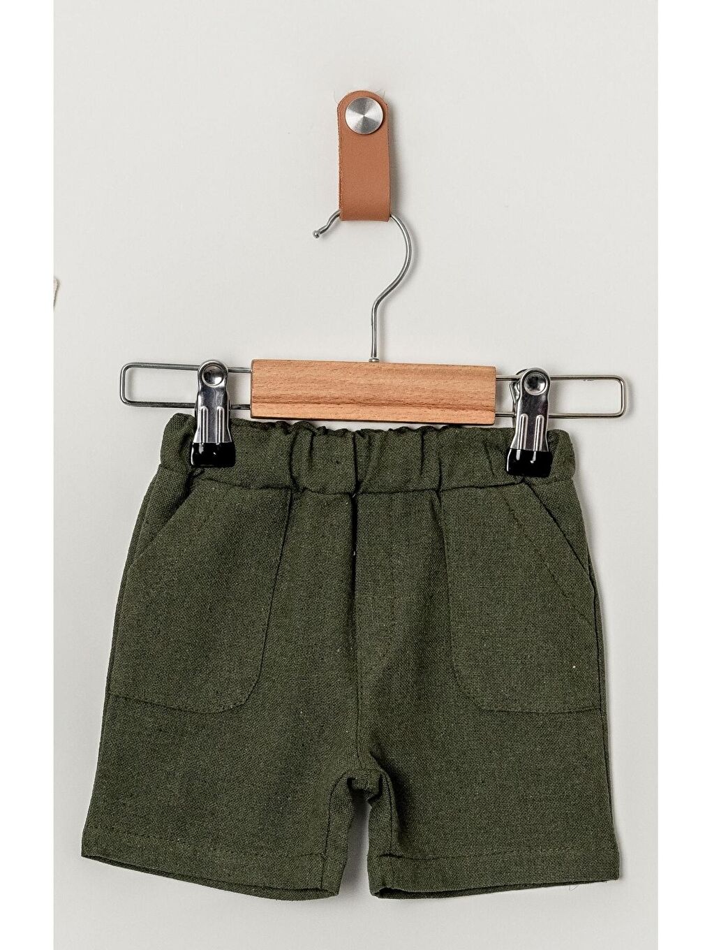 Haki Tarz Gömlek Çizgi Desenli Belden Ayarlanabilir Kısa Kollu Şortlu 2'li Takım-5