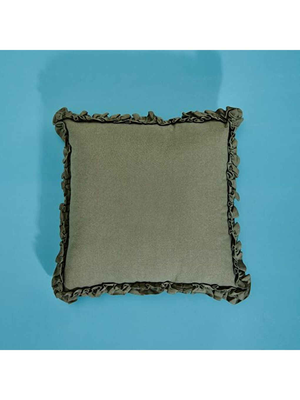 Soft Fırfırlı Kırlent - Haki - 40x40 cm-4