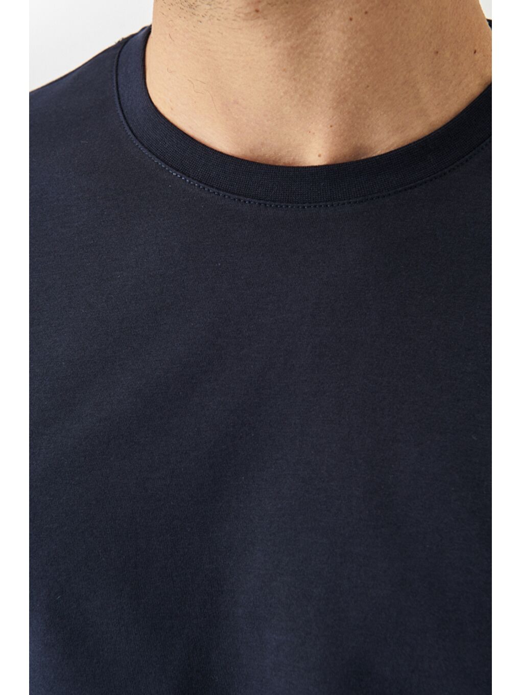 Lacivert Erkek Slim Fit Bisiklet Yaka 3'lü %100 Pamuk Tişört Paketi-9