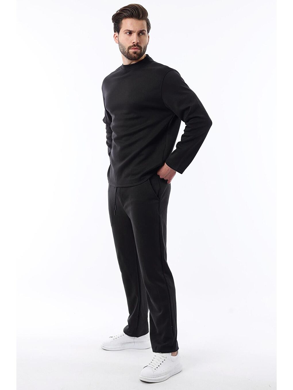 Siyah Basic Uzun Kollu Eşofman Takımı 5960-1