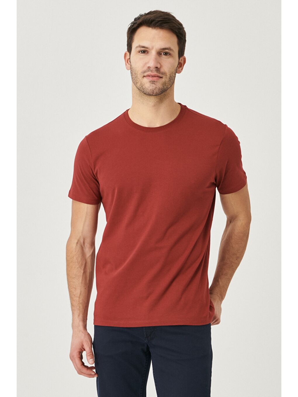 Lacivert Erkek Slim Fit Bisiklet Yaka 3'lü %100 Pamuk Tişört Paketi-10