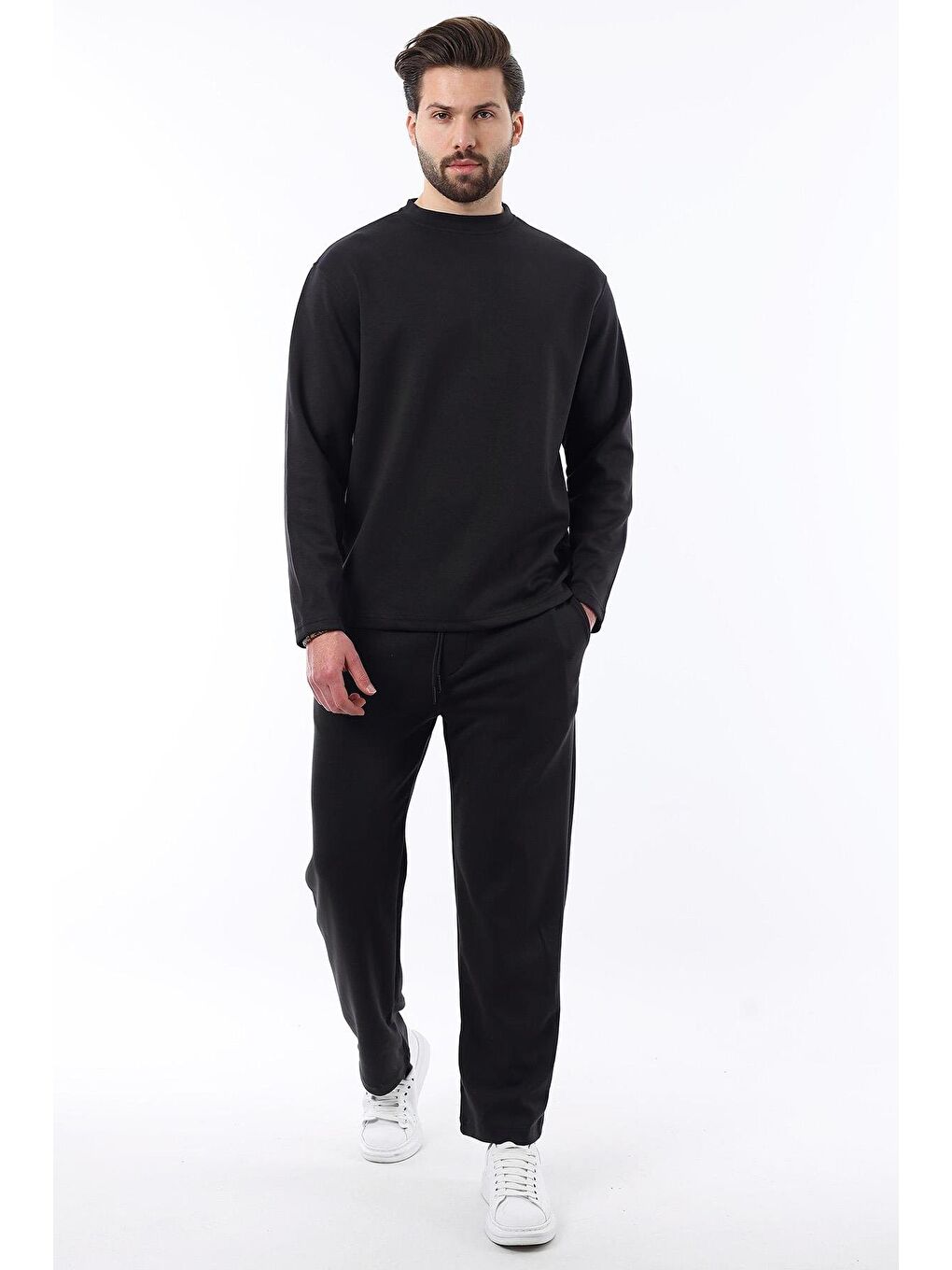 Siyah Basic Uzun Kollu Eşofman Takımı 5960-2