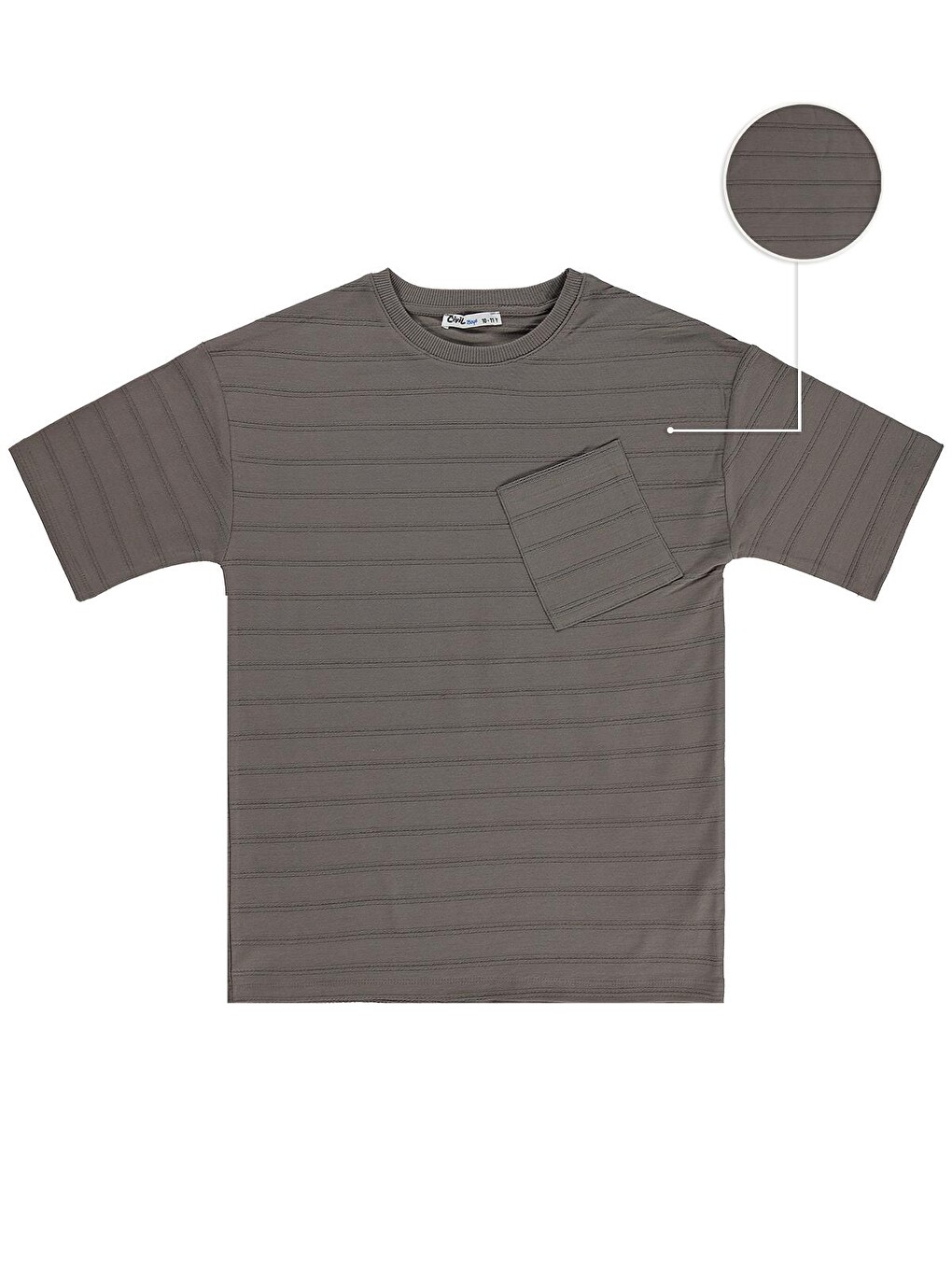 Boys Basic Önü Cepli 10-13 Yaş Tişört - Kahverengi
