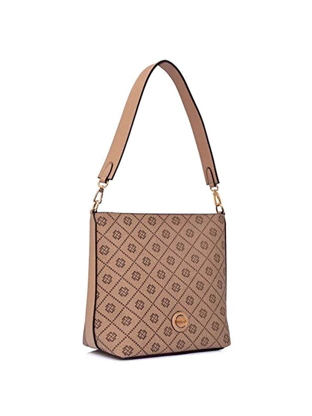 Bej Kadın Lina Monogram Omuz Çantası-1