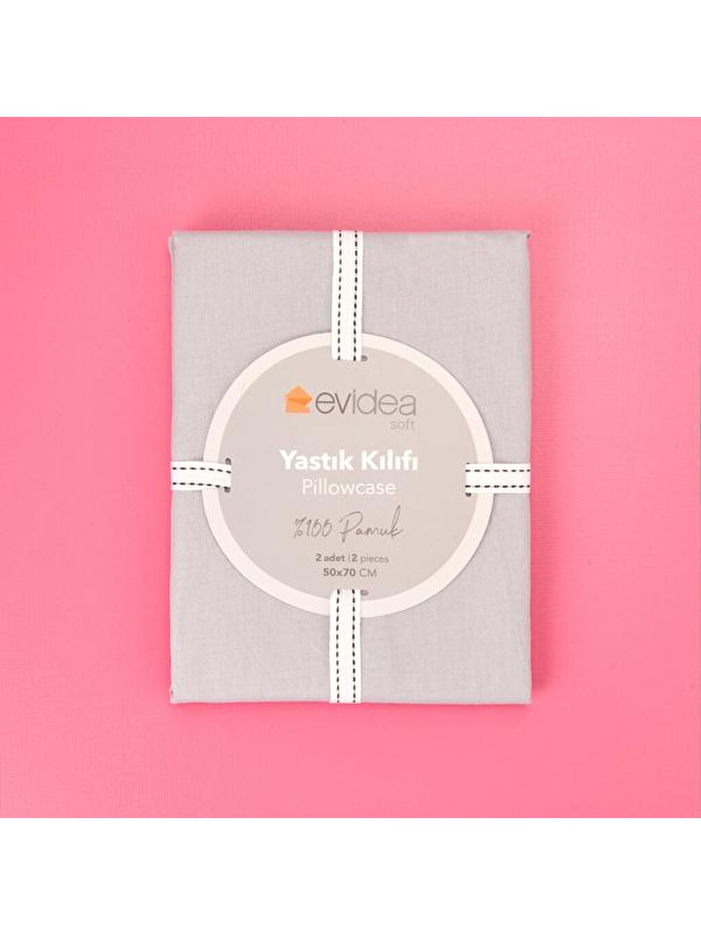 Evidea Soft 2'li Yastık Kılıfı - Gri - 50x70 cm - 2