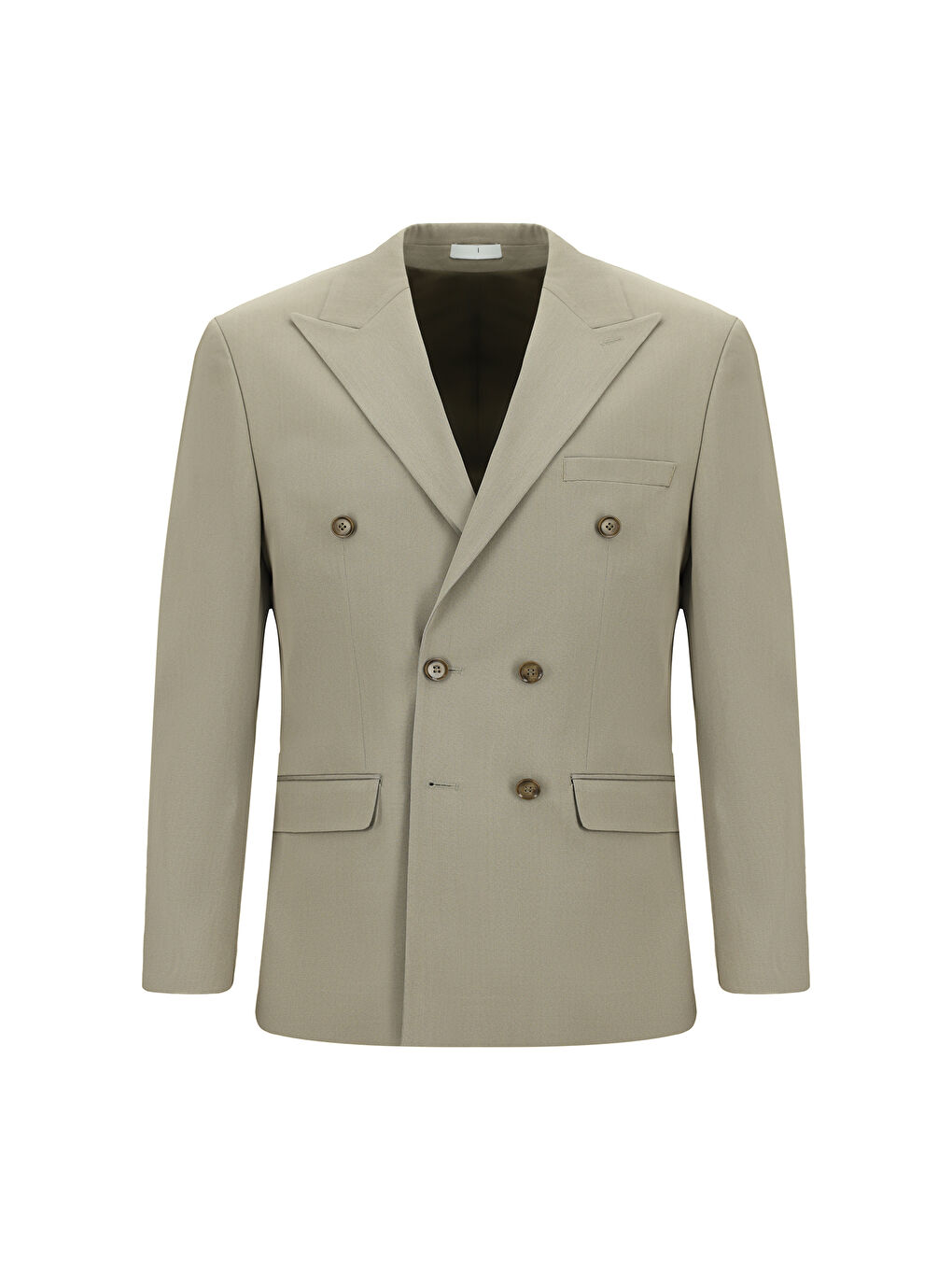 Bej Regular Fit Pamuklu Lyocell Kruvaze Takım Elbise-1