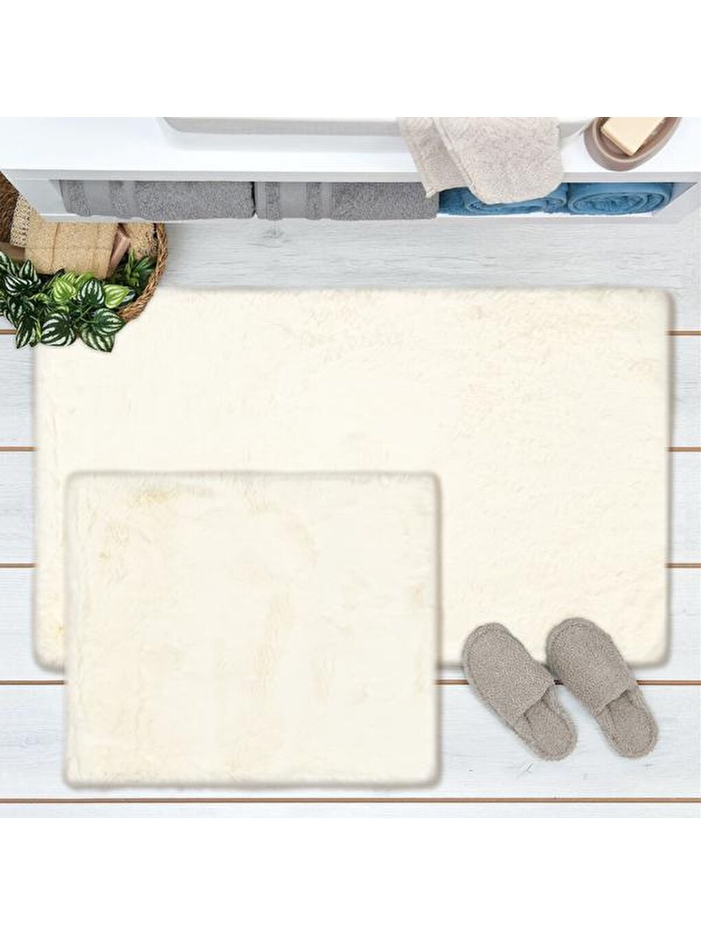 Soft Venüs Post 2'li Klozet Takımı - Ekru - 60x100 cm + 50x60 cm