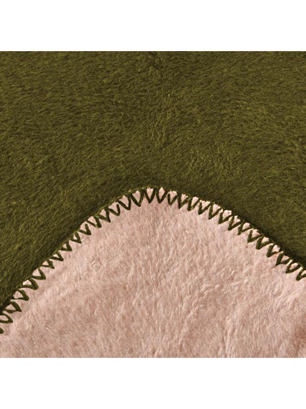 Soft Çift Taraflı Çift Kişilik Battaniye - Yeşil / Bej - 200x220 cm-2