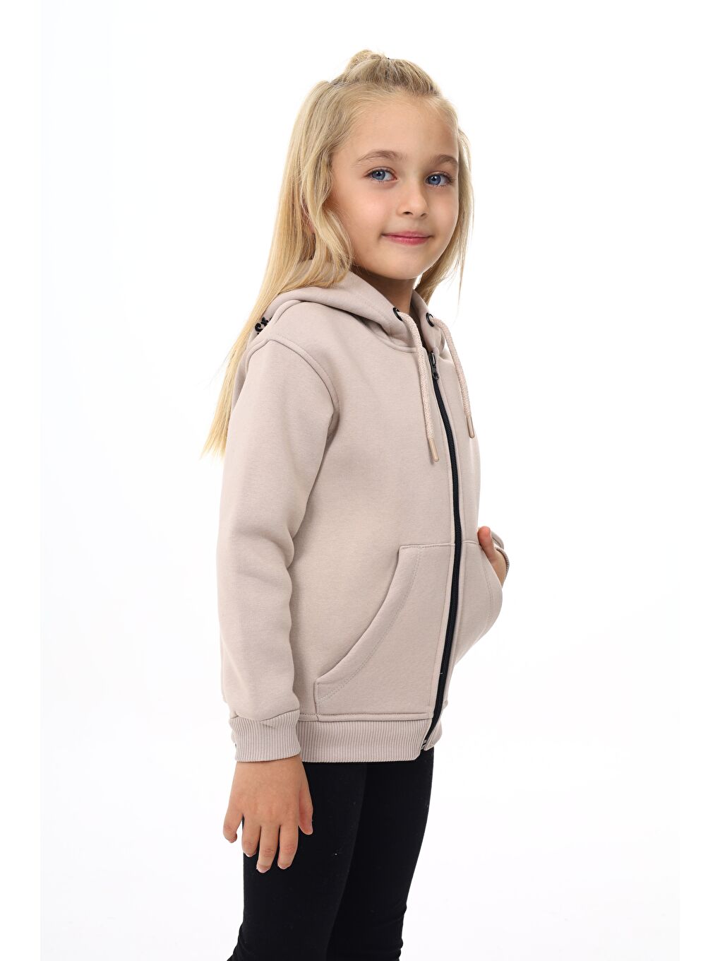 Toontoykids Bej Kız Çocuk Nakışlı Fermuarlı Sweatshirt - 2