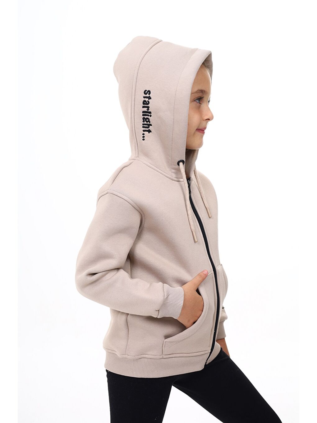 Toontoykids Bej Kız Çocuk Nakışlı Fermuarlı Sweatshirt - 4