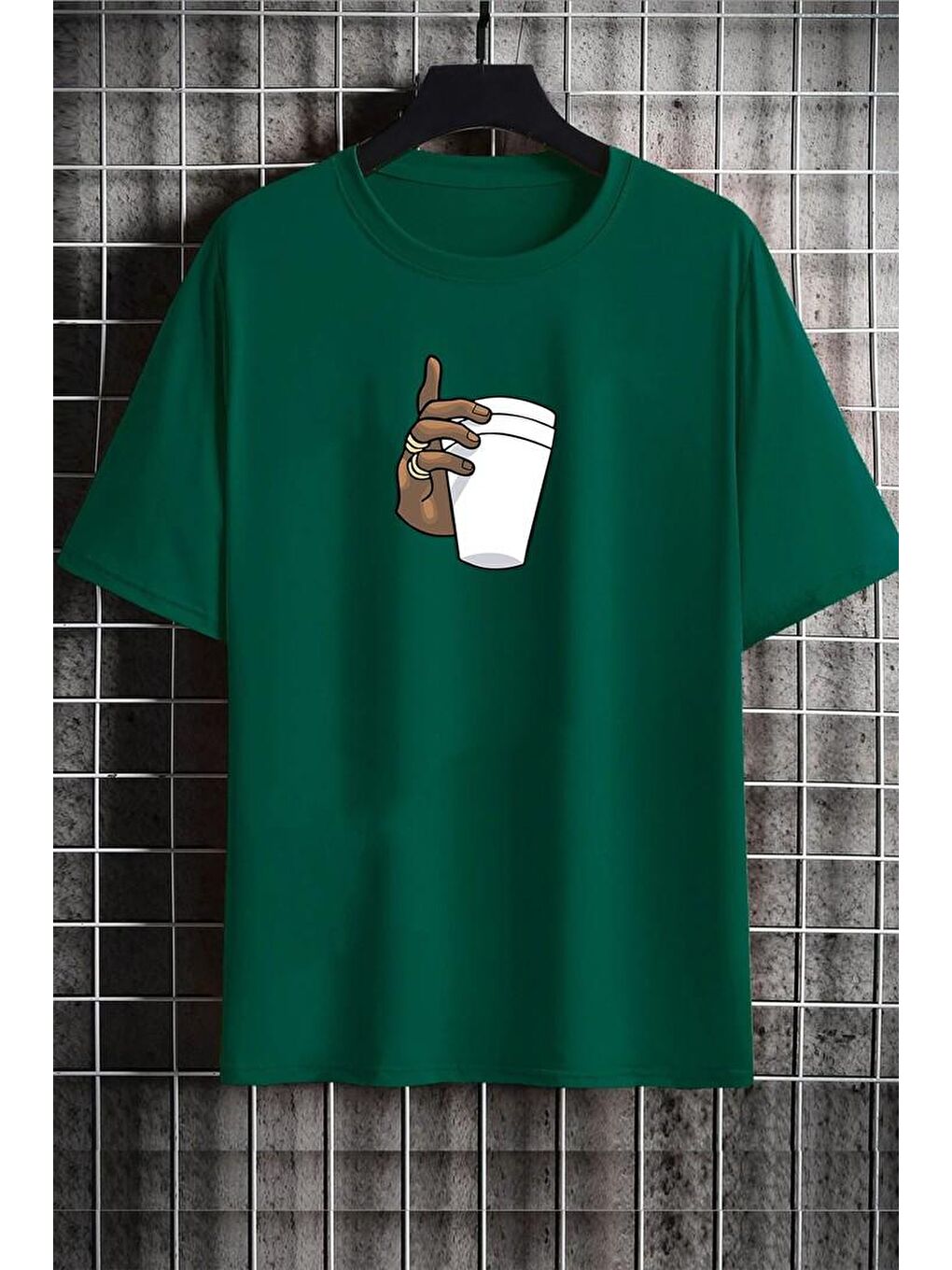 uyguntarz Yeşil Coffee Baskılı T-shirt