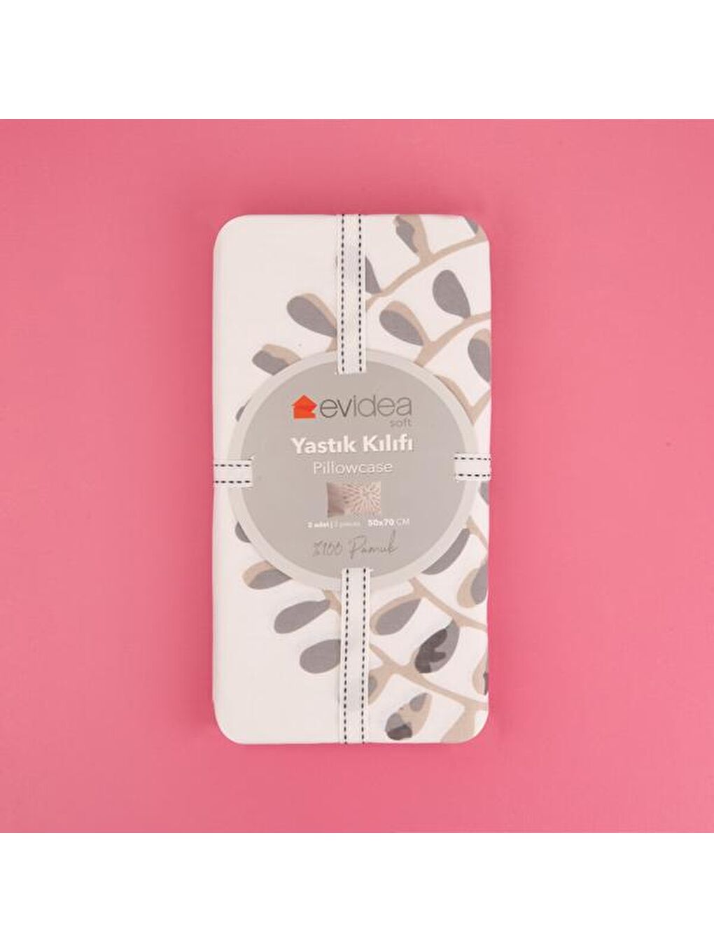 Soft Butas 2'li Yastık Kılıfı - Ekru / Gri - 50x70 cm-1