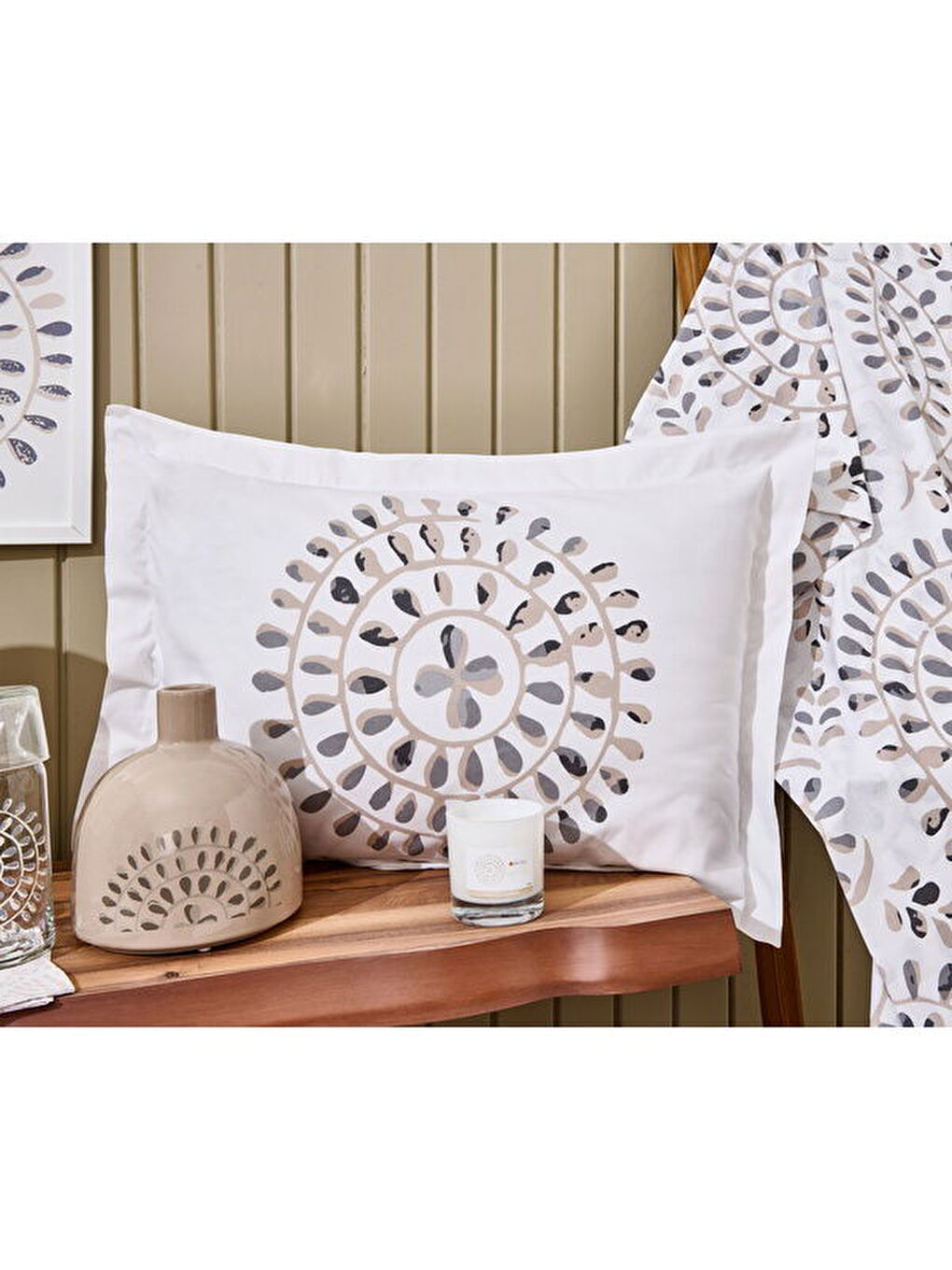 Soft Butas 2'li Yastık Kılıfı - Ekru / Gri - 50x70 cm-3