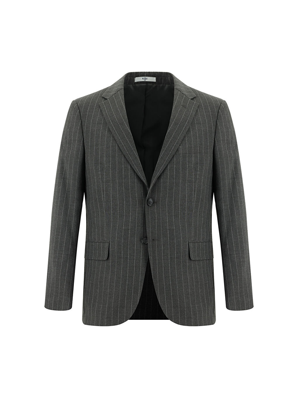 Gri Klasik Çizgili Takım Elbise-1