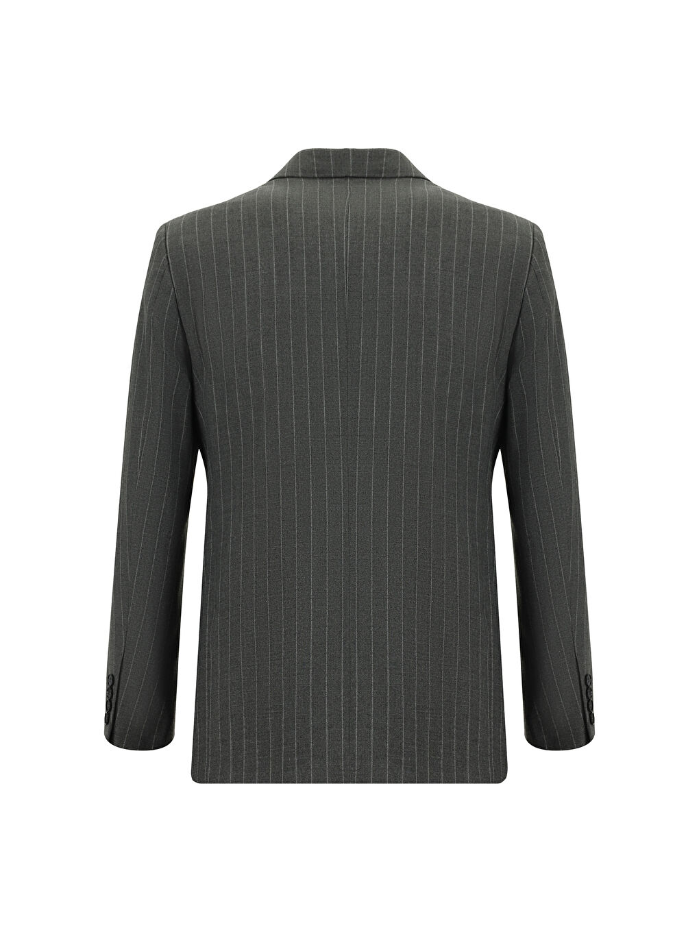 Gri Klasik Çizgili Takım Elbise-2