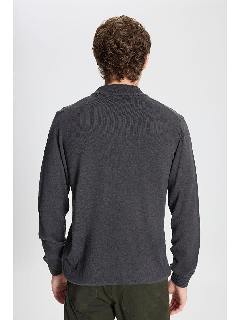 Erkek Antrasit Tüylenme Yapmayan Anti-Pilling Standart Fit Yarım Balıkçı Yaka Triko Kazak-4
