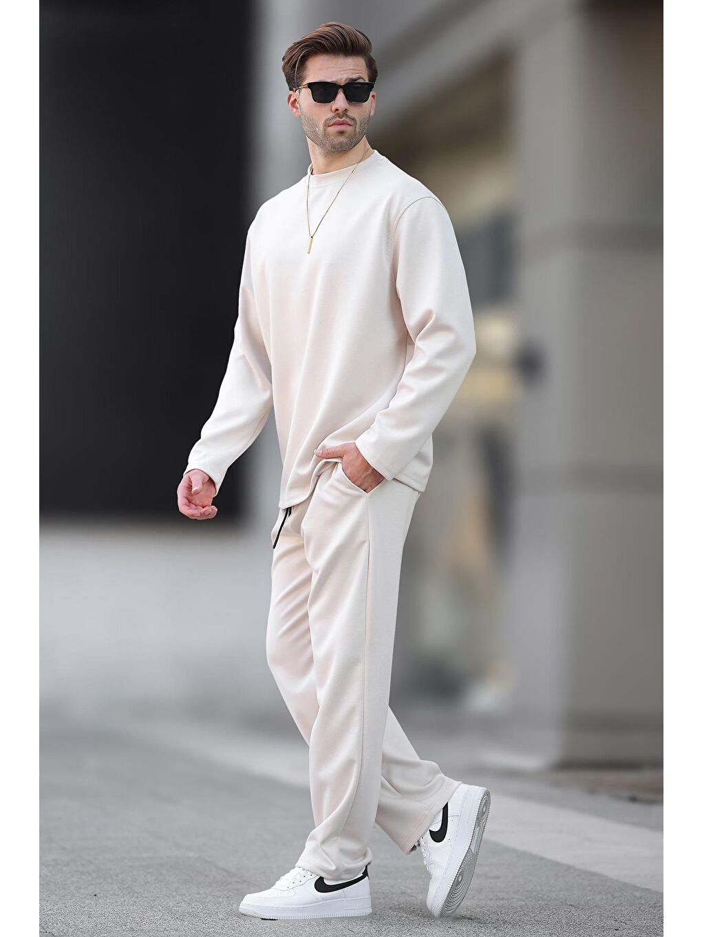 Ekru Basic Uzun Kollu Eşofman Takımı 5960