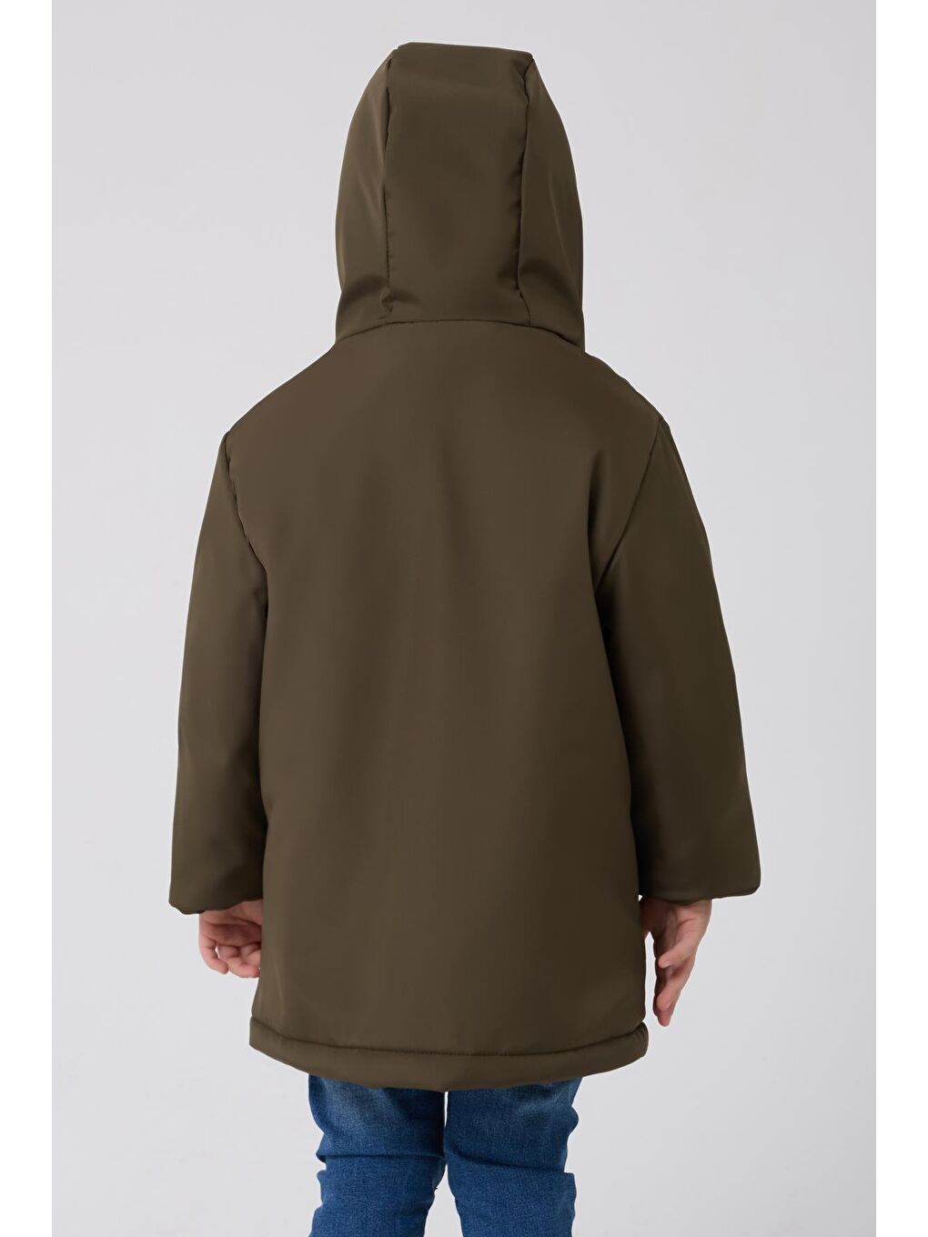 Haki Erkek Çocuk Kürklü Su Ve Rüzgar Geçirmez Kapüşonlu 3 Kışlık Mont & Kaban & Parka-3