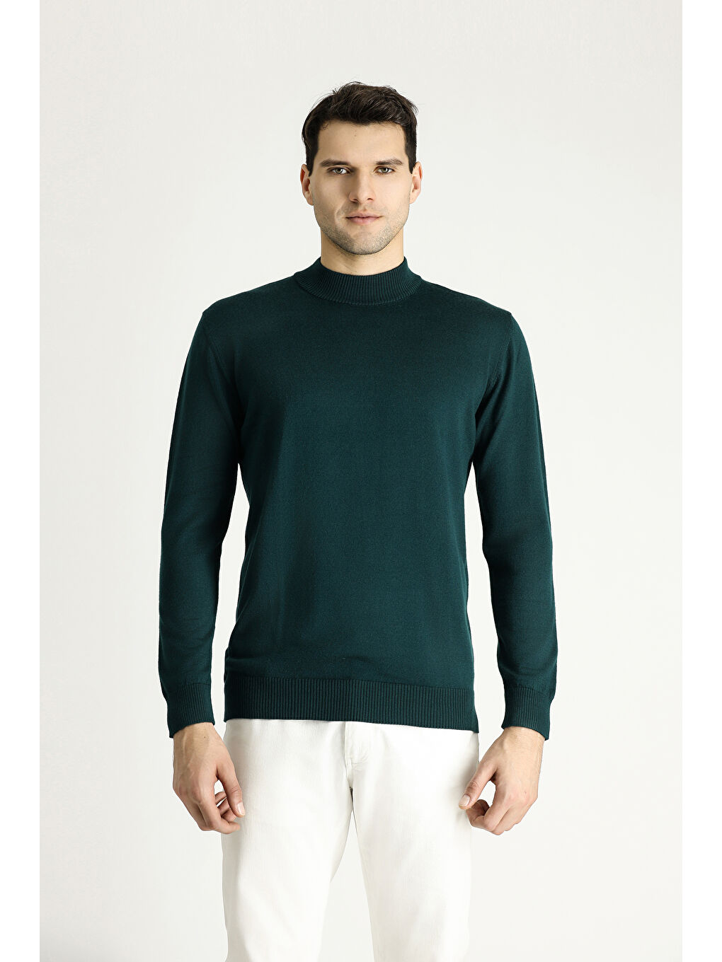 Petrol Bato Yaka Slim Fit Dar Kesim Triko Kazak-2