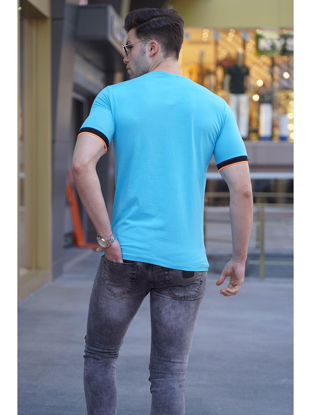Baskılı Turkuaz Erkek Tişört 4593-3