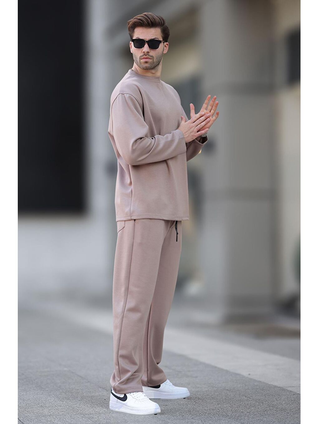 Bej Basic Uzun Kollu Eşofman Takımı 5960