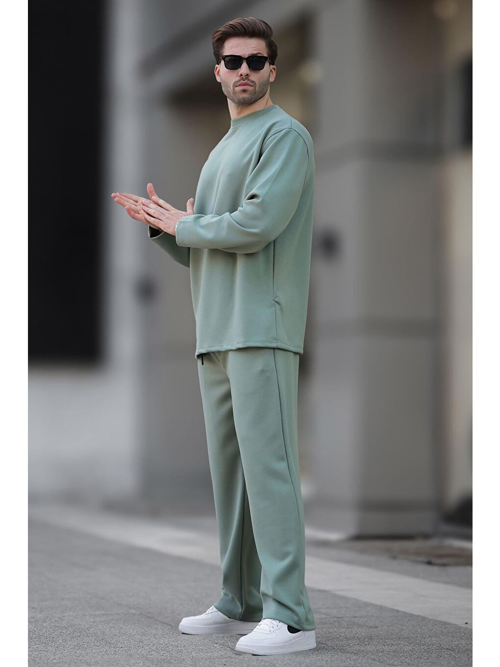 Çağla Yeşili Basic Uzun Kollu Eşofman Takımı 5960-1