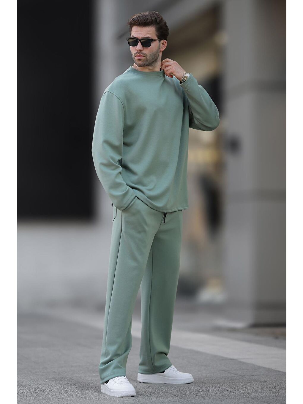 Çağla Yeşili Basic Uzun Kollu Eşofman Takımı 5960-2