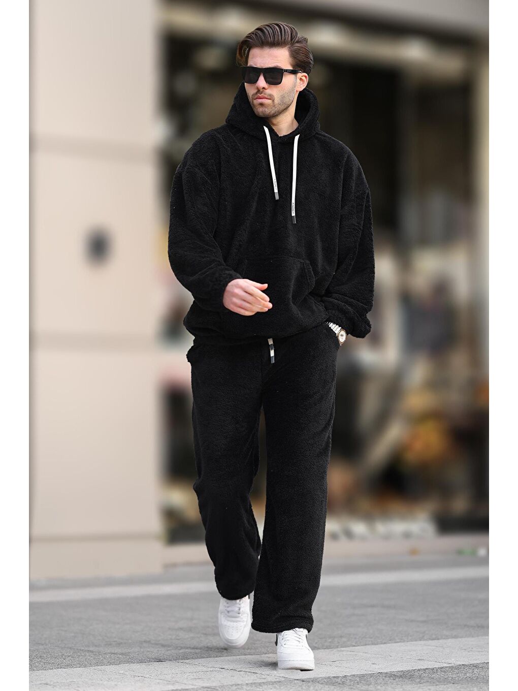 Siyah Cep Detaylı Polar Erkek Eşofman Takımı E5961