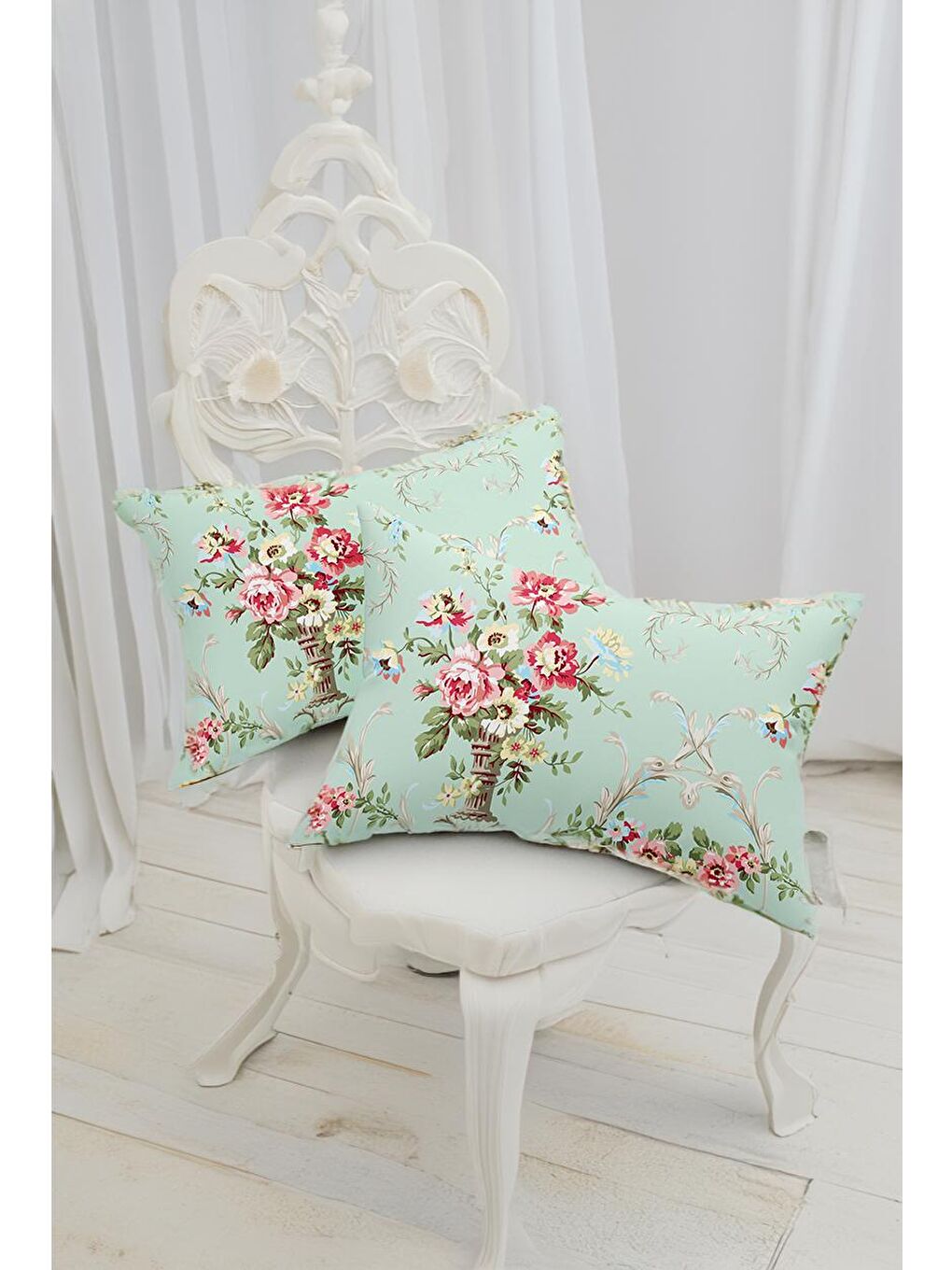 UPSTYLE Limon Yeşili Yastık Kılıfı  Mint Renk Pamuk Polyester Karışımı 50x70 cm (1 ALANA 1 HEDİYE )