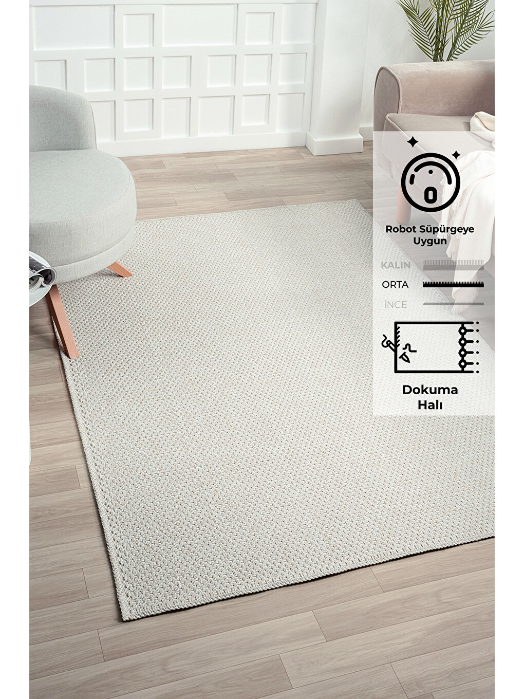 Konfor Halı Ekru Rusticana 3106 Naturel Jüt Halı Modern Örme Kilim-160x230