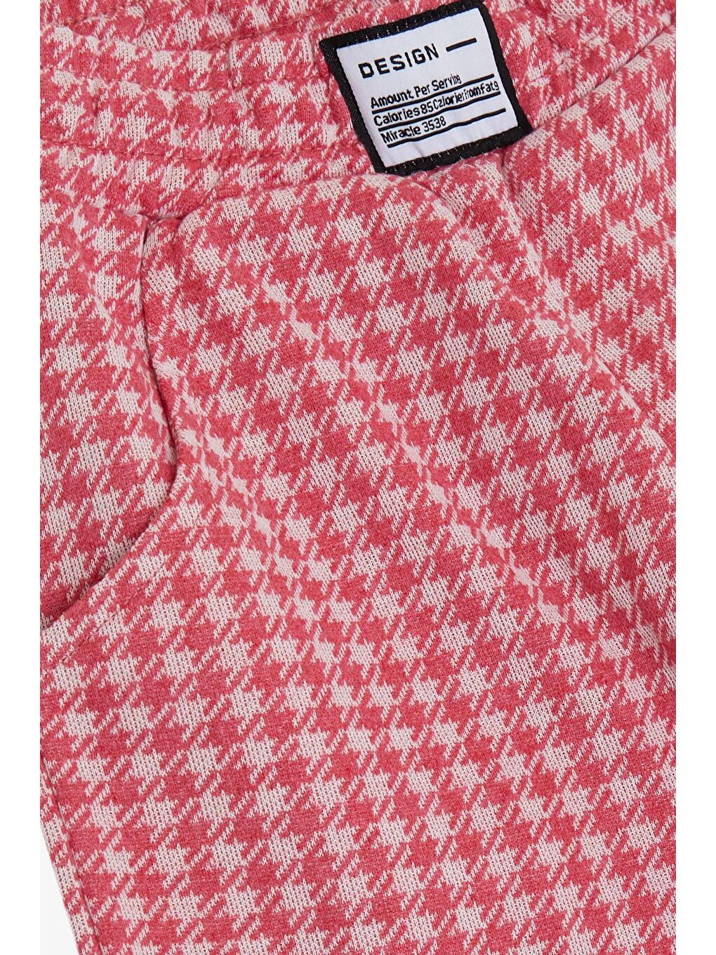 Kırmızı Kız Çocuk Alt Kazayağı Desenli Paçası Yırtmaçlı Armalı Cepli Narçiçeği (8-11 Yaş)-2