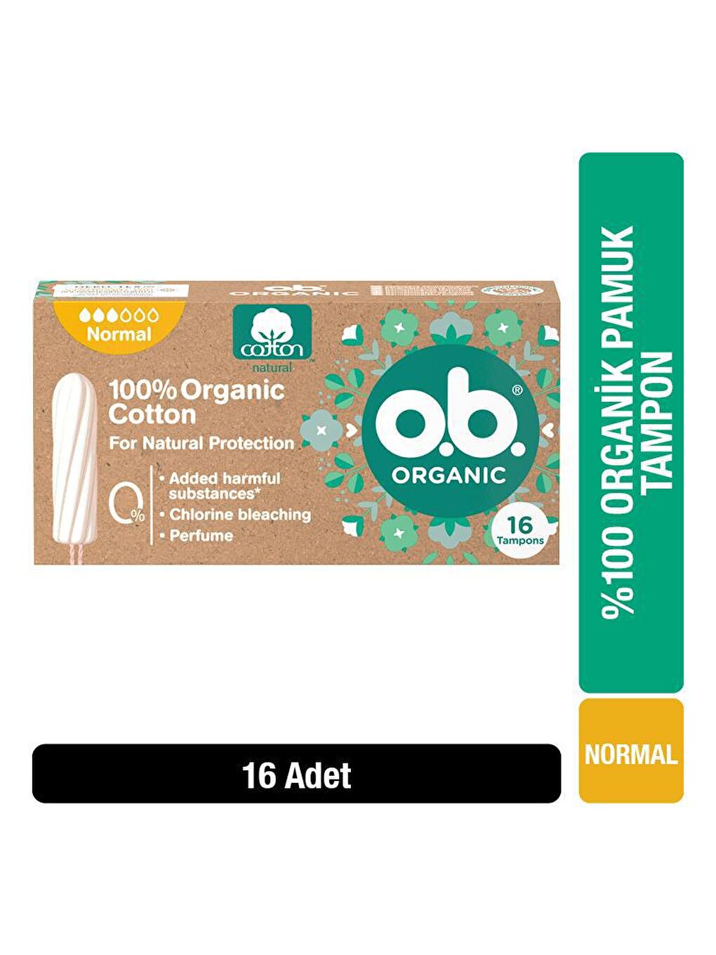 O.B Renksiz Organic Normal Tampon 16'lı Paket