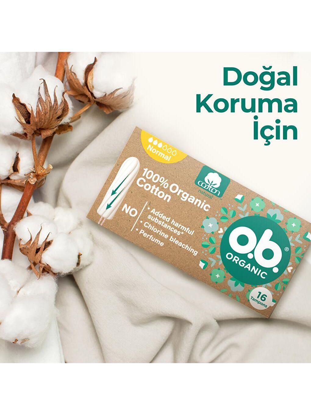 O.B Renksiz Organic Normal Tampon 16'lı Paket - 5