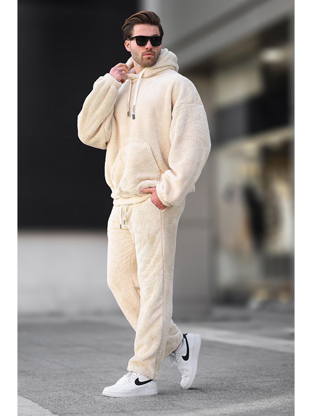 Bej Cep Detaylı Polar Erkek Eşofman Takımı E5961-1