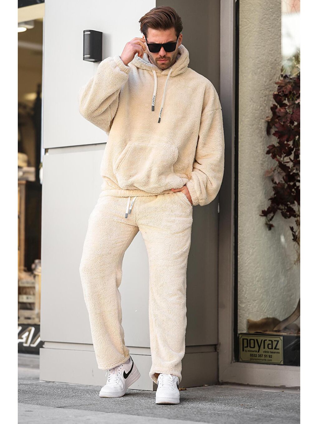 Bej Cep Detaylı Polar Erkek Eşofman Takımı E5961-2