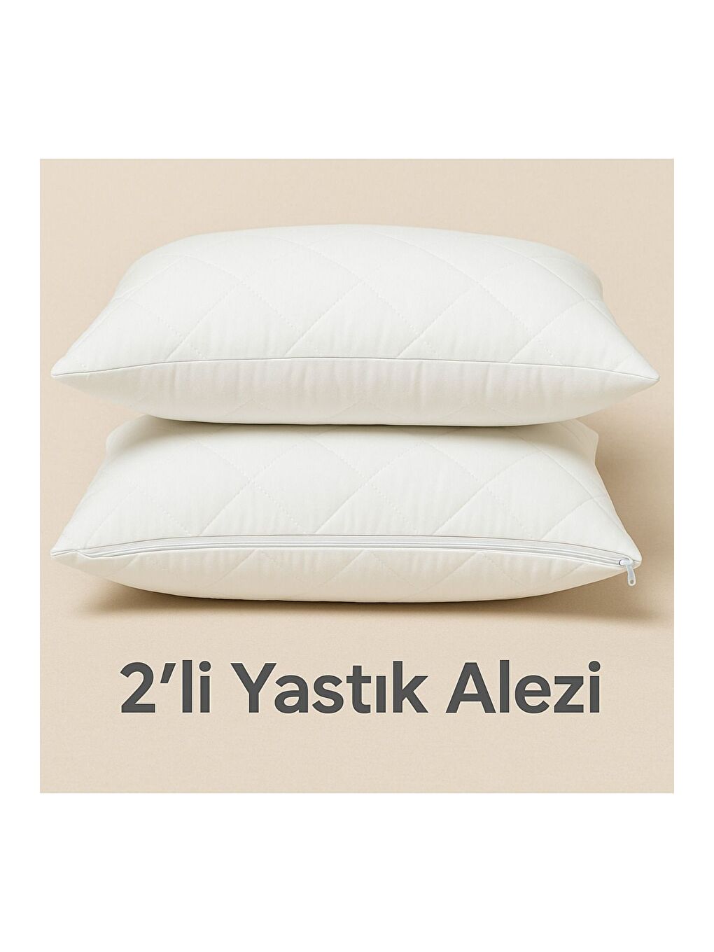 Beyaz 2 ADET 50x70 cm Pamuk Kapitoneli Yastık Alezi Kalın Elyaf Dolgulu Yıkanabilir Otel Tipi Kılıf