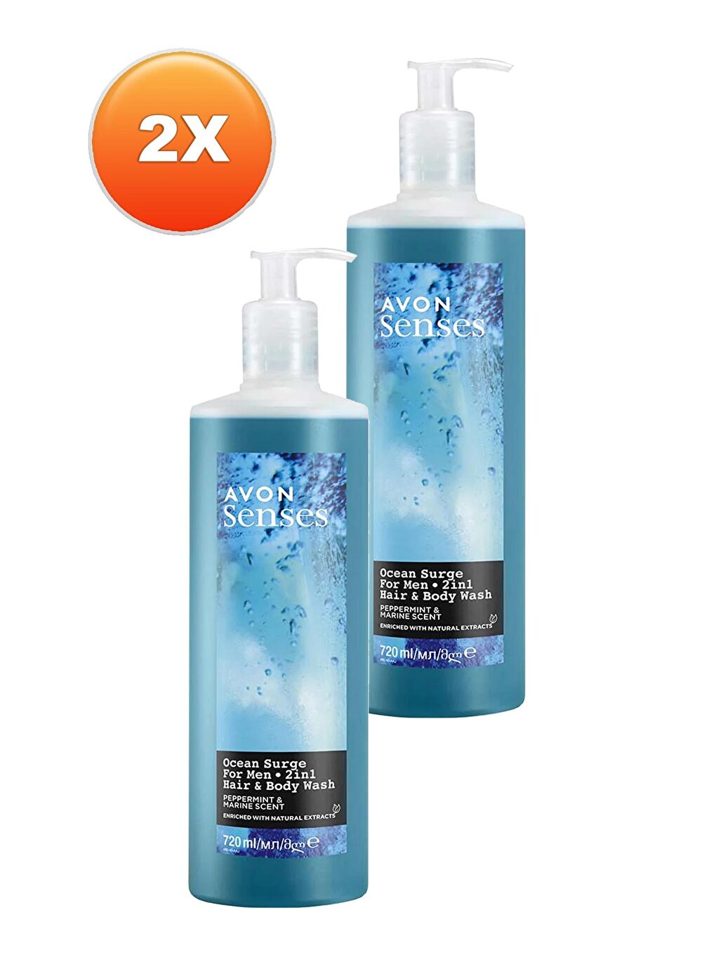 AVON Senses Ocean Surge Nane ve Deniz Kokulu Saç ve Vücut için Erkek Duş Jeli 720 Ml. İkili Set - 1