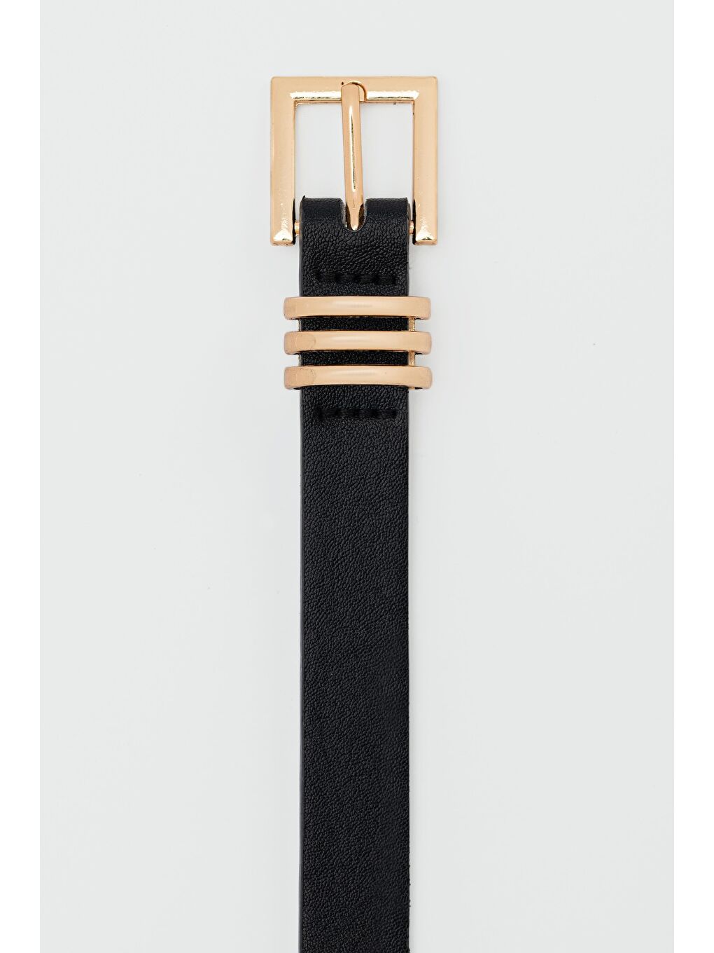 İnce Kare Tokalı Suni Deri Kemer Siyah-2