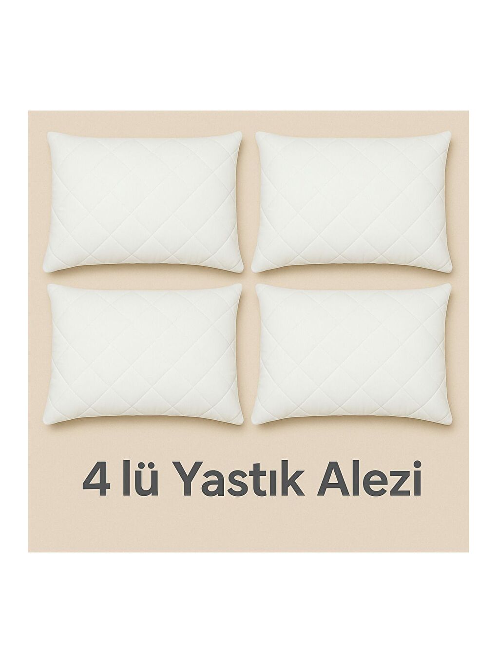 Beyaz 4 ADET 50x70 cm Pamuk Kapitoneli Yastık Alezi Kalın Elyaf Dolgulu Yıkanabilir Otel Tipi Kılıf