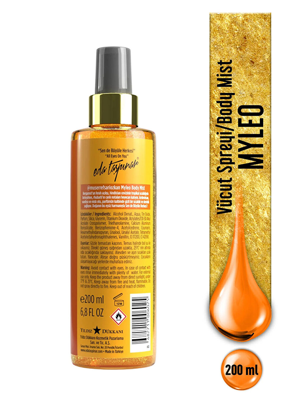 Squad Myleo Simli Body Mist – Işıltılı Görünüm & Gül Aromalı & Çiçeksi Koku 200 ml-1