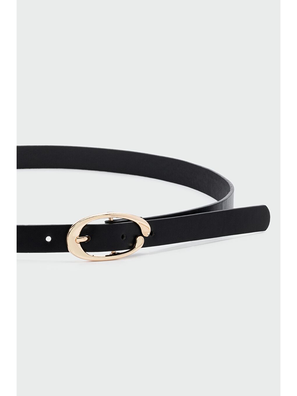 Oval Şekilli Suni Deri Kemer Siyah-1