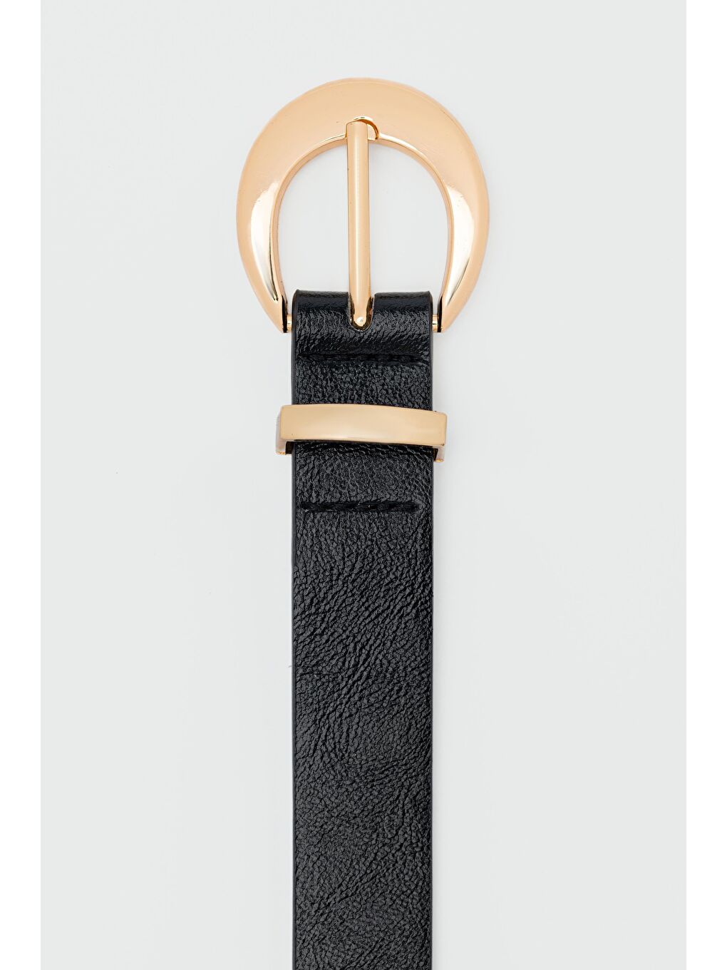 Oval Tokalı Suni Deri Kemer Siyah-2