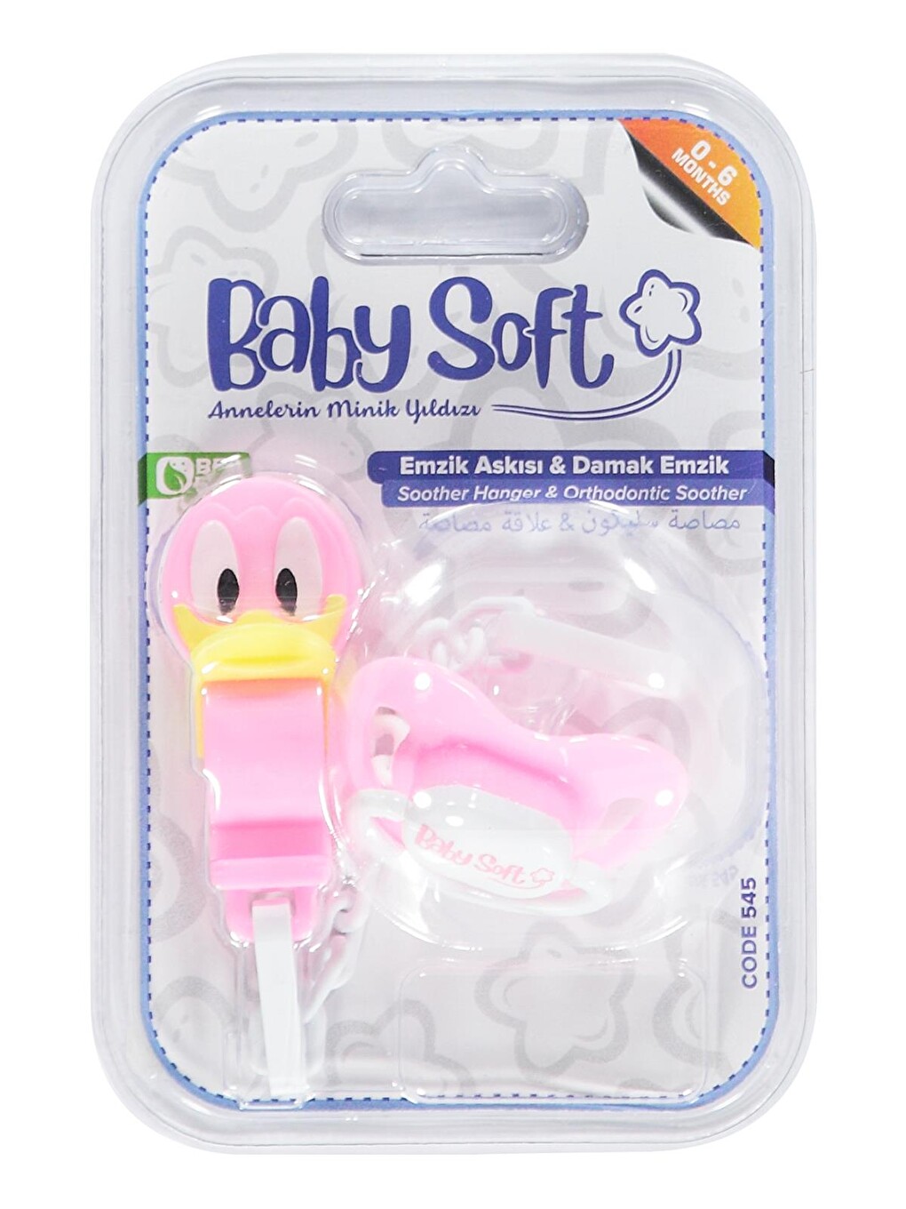 Babysoft Fıgurlu Emzık Askısı Ve Damaklı Emzık No:1 - Pembe