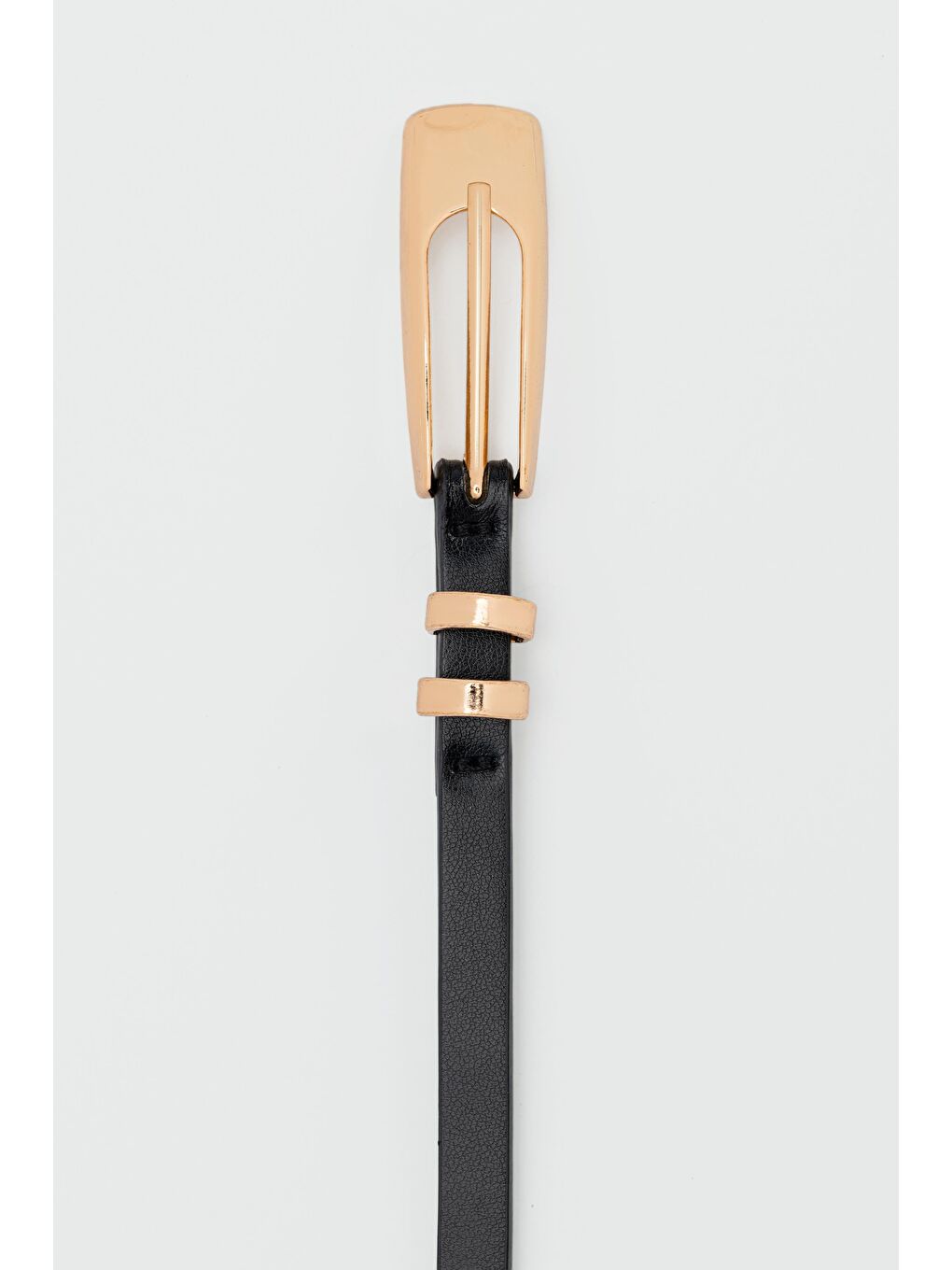 Uzun Dikdörtgen Tokalı İnce Suni Deri Kemer Siyah-2