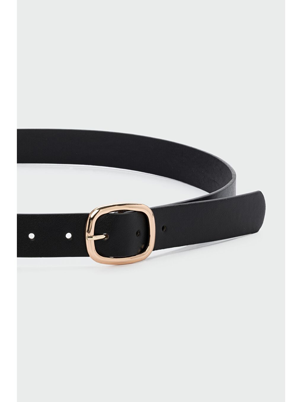 Oval Tokalı Büyük Suni Deri Kemer Siyah-3