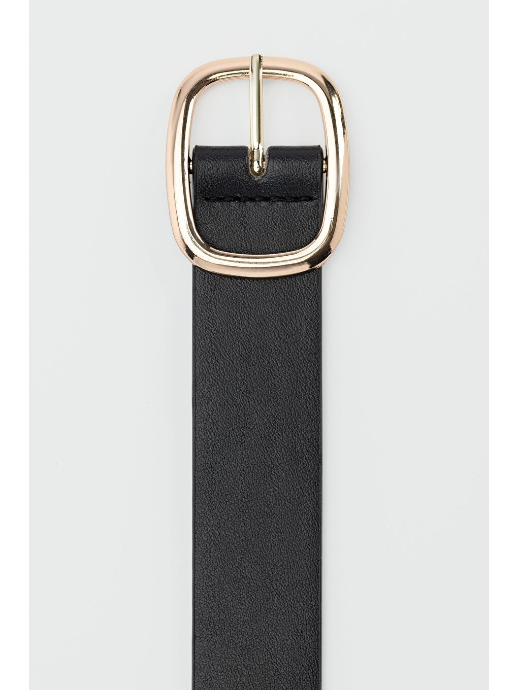 Oval Tokalı Büyük Suni Deri Kemer Siyah-4