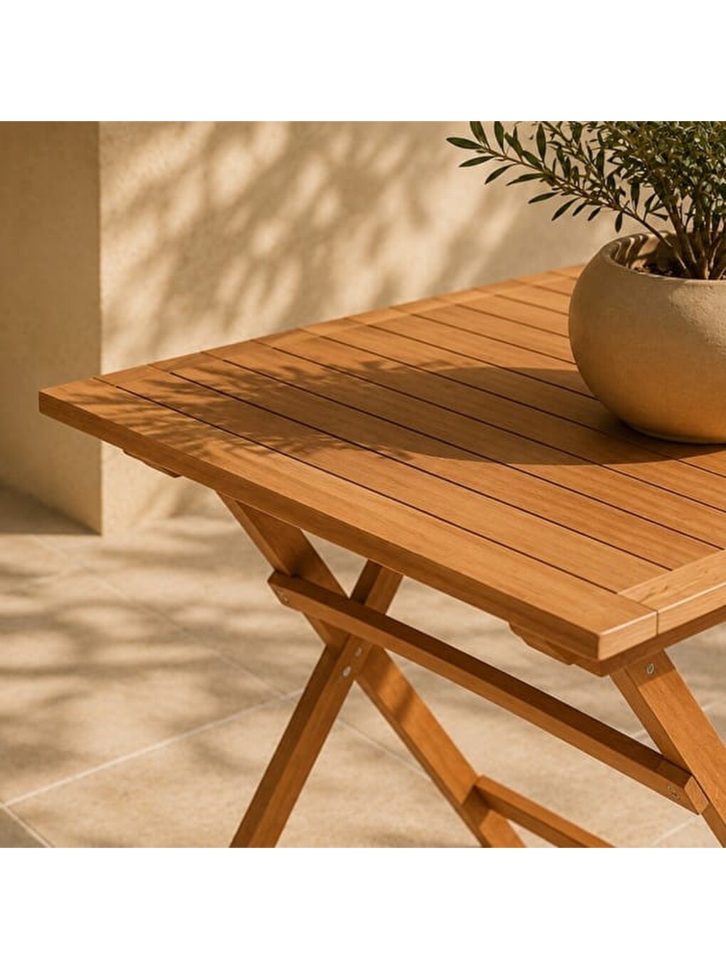 Kahverengi Katlanır Bistro Yemek Masası - Meşe - 70x80 cm-6
